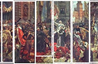 Happening w Kartuzach z dziełem Matejki na Rynku