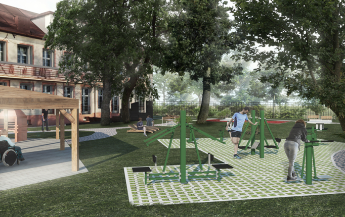 Wizualizacja ogrodu sensorycznego. Mat. prasowy SPS ZOZ w Lęborku