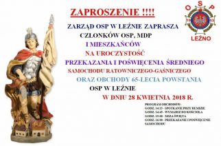 W sobotę obchody 65-lecia OSP w Leźnie!