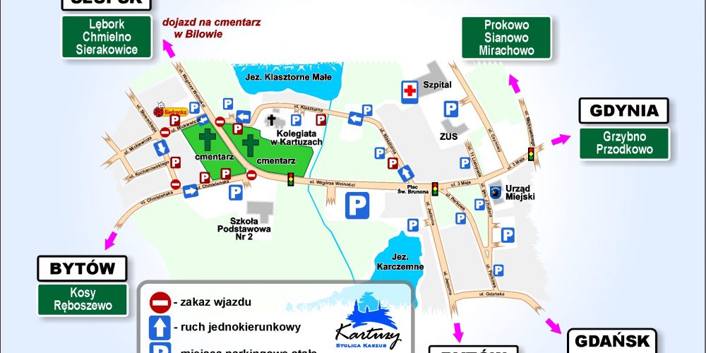 Zmiana organizacji ruchu w Kartuzach obowiązywać będzie tylko w czwartek 1 listopada, w godzinach od 6.00 do 22.00
