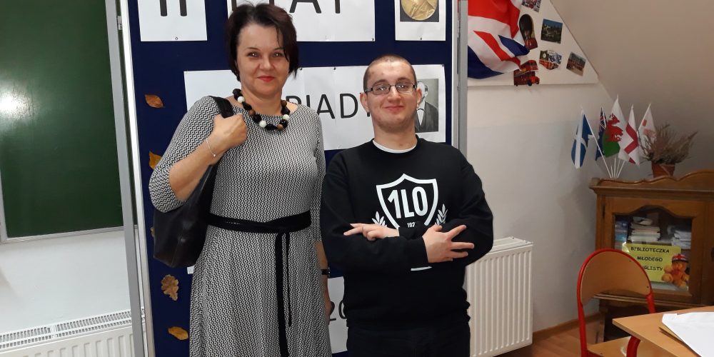 Ariel Grala na podium II etapu Olimpiady Noblowskiej