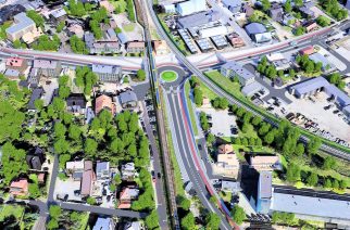 Wizualizacja budowy wiaduktu z torami nad jezdnią