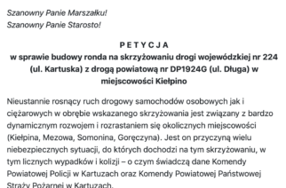 Powstanie rondo w Kiełpinie? Coraz więcej podpisów pod petycją