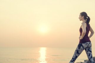 Stretching Exercise Training Healthy Lifestyle Beach Concept