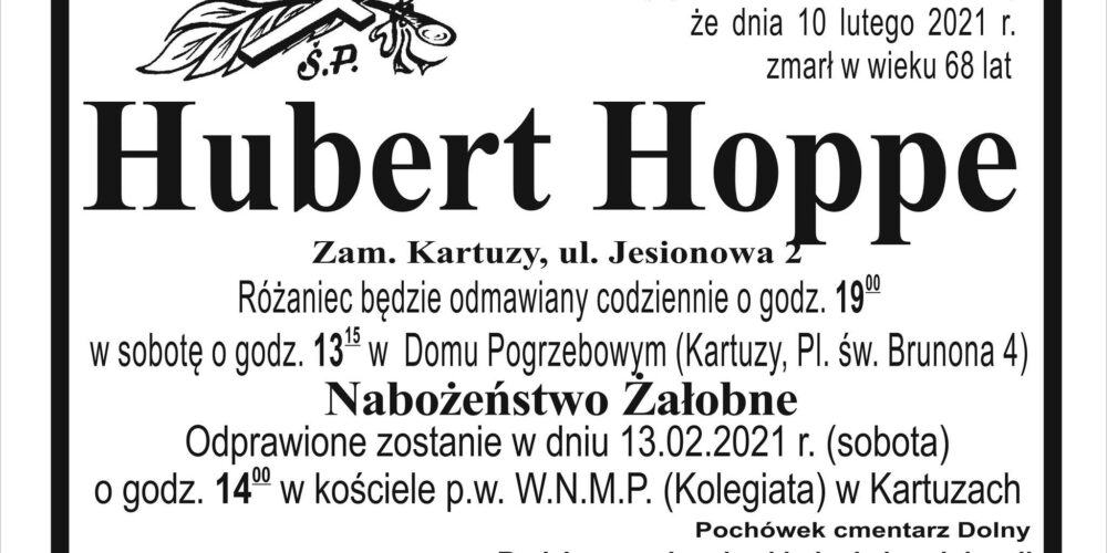 Zmarł Hubert Hoppe (nekrolog)