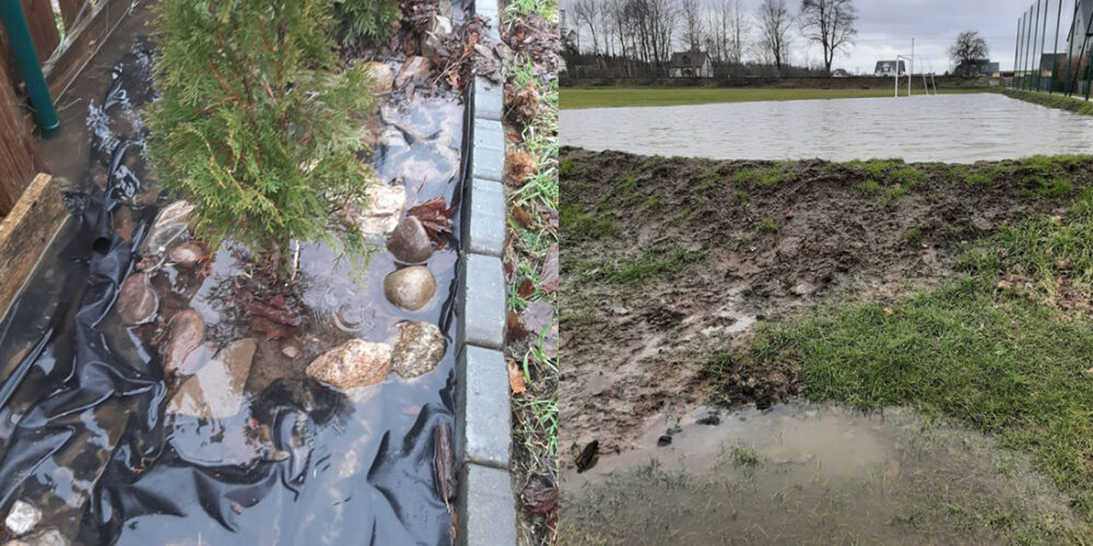 Mirachowo. „Wodnych problemów” ciąg dalszy. Na boisku, a może na… „basenie”?