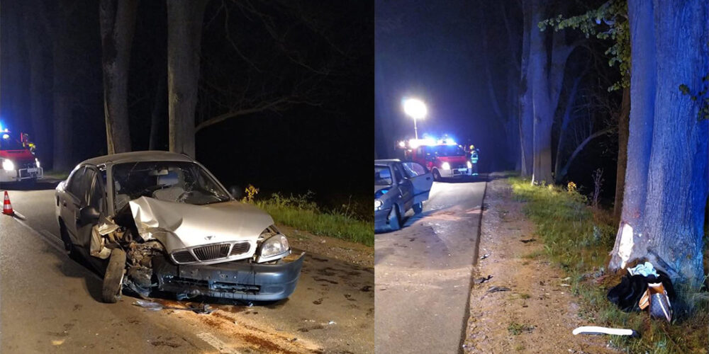 Pępowo. Jechała bez „prawka” i uderzyła w drzewo