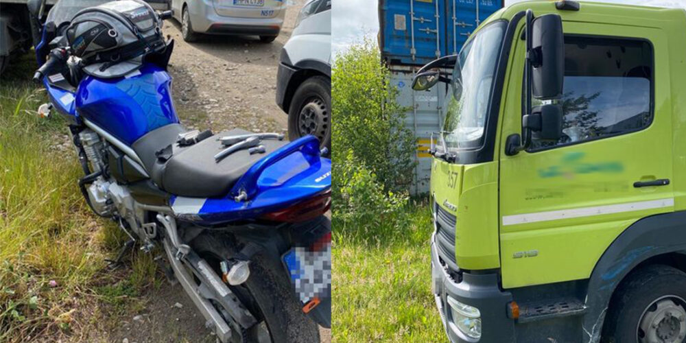 Tuchom. Wypadek z udziałem motocykla. Ranny został 49-latek