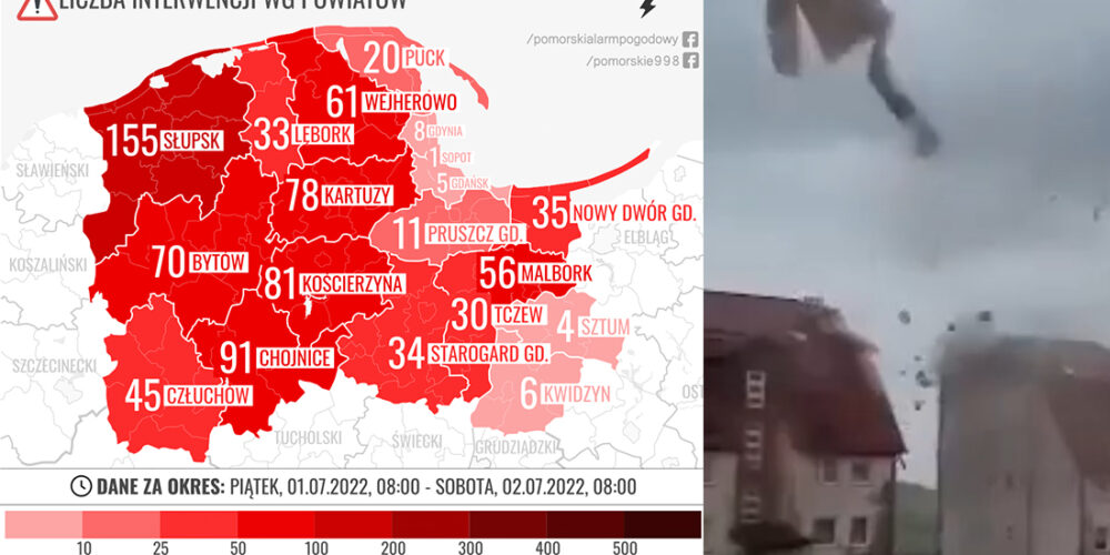 Region. Podsumowanie burzowych interwencji na Pomorzu. Trąba powietrzna w Sierakowicach?
