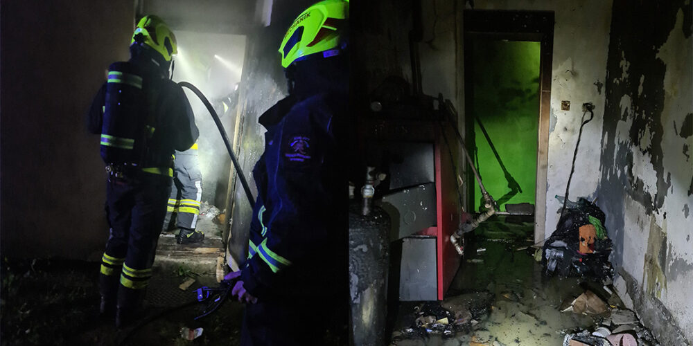 Banino. Pożar w kotłowni budynku. Strażacy interweniowali w środku nocy