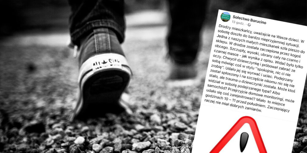 Borucino. Mężczyzna w czarnej masce chciał porwać dziecko?! Mieszkańcy ostrzegają!