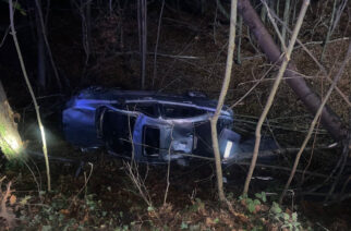 Grzybno. Wylądował na lampie ulicznej. Trafił do szpitala i dostał mandat