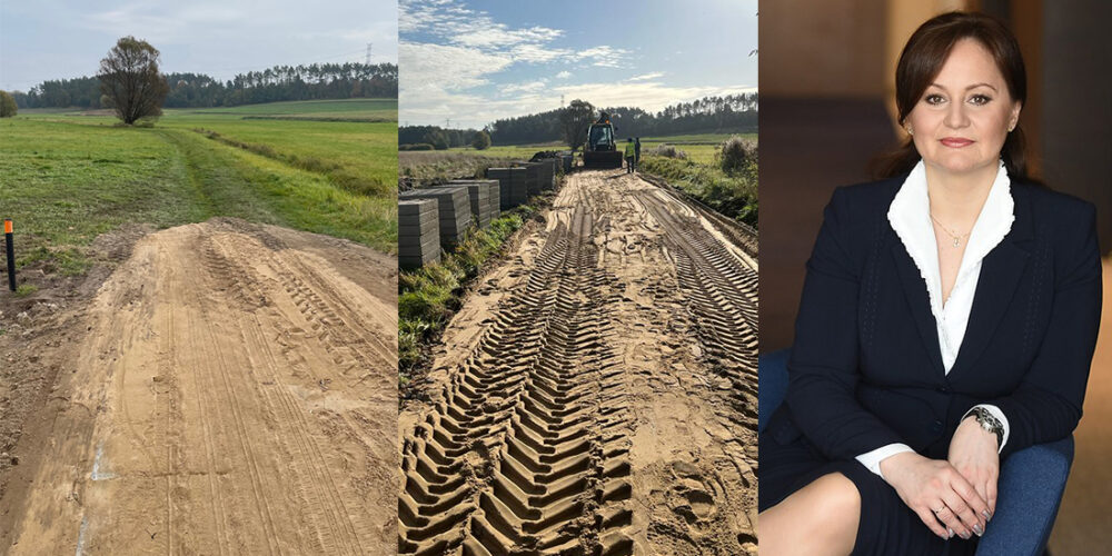 Leźno. Droga z płyt, ułożonych na środku łąki? Radna pyta, o co chodzi