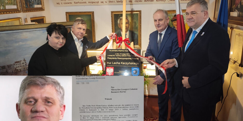 Kartuzy. Miało być czterech prezydentów, a jest jeden – dyskusja wokół tablicy śp. L. Kaczyńskiego