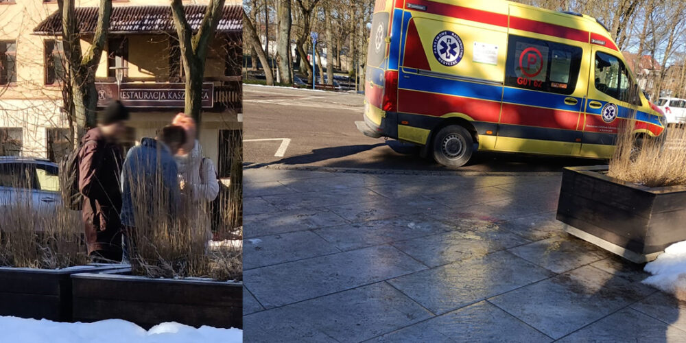 Kartuzy. Wypadek na deptaku. Przyczyną śliskość nawierzchni?