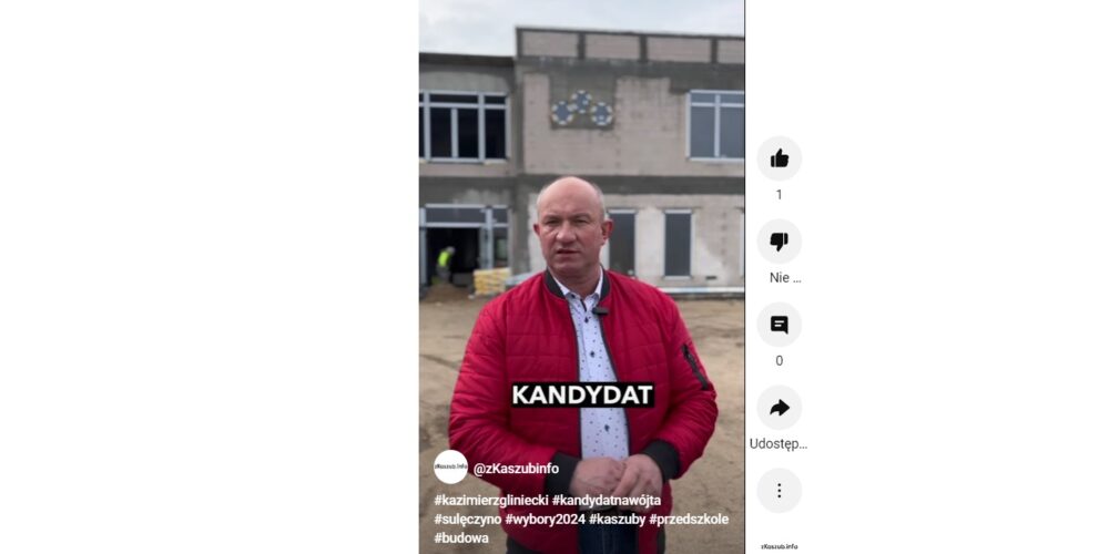 Kazimierz Gliniecki, kandydat na wójta Sulęczyna: „Jestem dumny, że powstaje to przedszkole…”